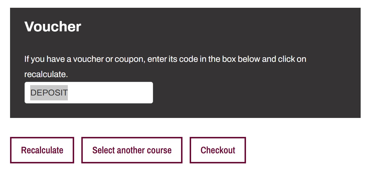 Type "deposit" in the box within the Voucher section.